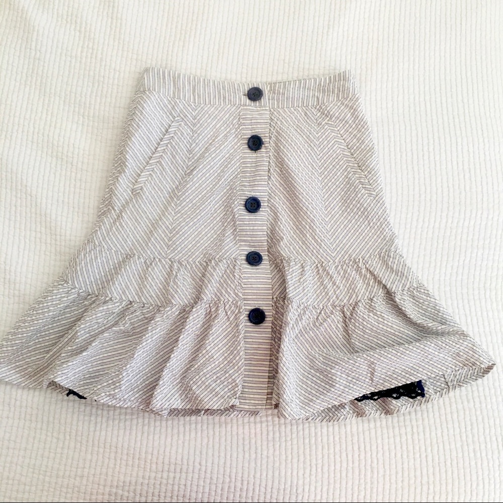 Anthro Seersucker Fit and Flare Skirt